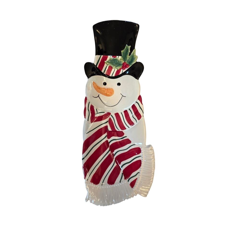 Fitz and Floyd Snowman Ceramic Snack Therapy Collection Holiday Christmas